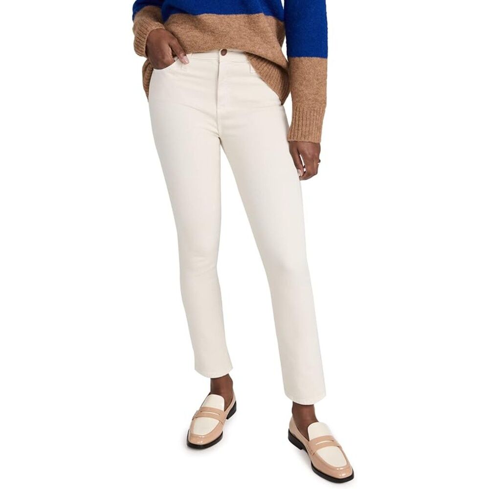AG Adriano Goldschmied Cream Straight Leg Jeans